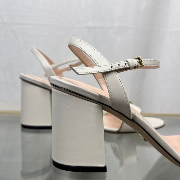 GUCCI GG Marmont White Heels Sandals SZ 38.5 - Picture 4 of 11